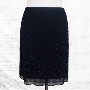 Black Net Skirt w Lining + Embellished Beadwork